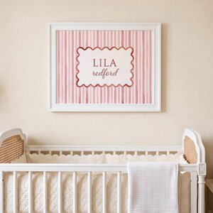 Personalized Name Print for Nursery | Pink Watercolor Name Sign | Girl Nursery Wall Art | Custom Baby Name Print | Digital Download image 2