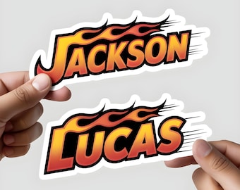Custom Racing Car Name Sticker - Personalized Tag - Hot Car Style Vinyl Decal for Boys - Label For Kids, Teen - Gift For Dad