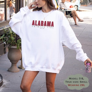 Alabama Crewneck Sweatshirt, Roll tide, Vintage Gameday Apparel for University Fans, Trendy College Sports Pullover, Gildan 18000