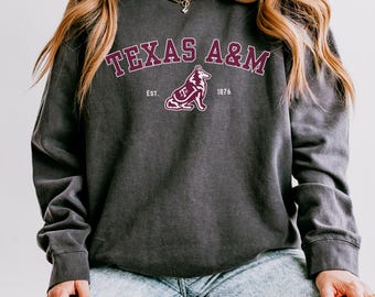 Texas A&M Comfort Colors Crewneck Sweatshirt, Aggies Gameday Apparel, Football Fan Sweatshirt, College Gear