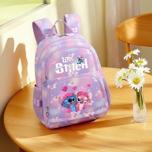 Sac à dos Kawaii Stitch – Cartable inspiré des dessins animés pour fille | Sac de voyage ou de trajet quotidien spacieux et léger