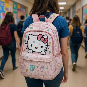 Sac à dos Kawaii Cinnamoroll - Cartable en peluche Sanrio pour enfants, filles et garçons, grand sac pour ordinateur portable mignon, noir ou bleu