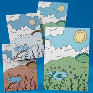 Peaceful Landscape Postcard Set - Japanese Art Inspired Greeting Cards