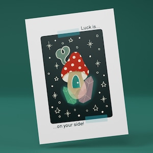 Lucky Mushroom Tarot Postcard - Celestial Fly Amanita Magic Greeting Card