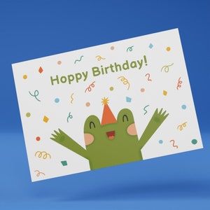 Hoppy Birthday Postcard - Cartoon Frog Greeting Card