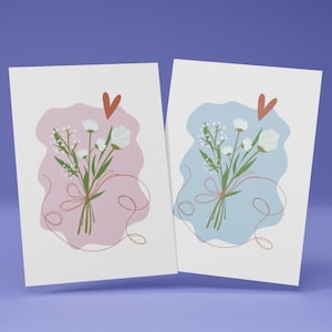 Heart Bouquet Postcard - Valentine's Day Greeting Card