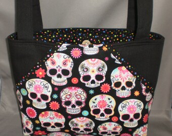 Sugar Skulls - Dia de los Muertos Fabric Tote Bag - Purse - Day of the Dead