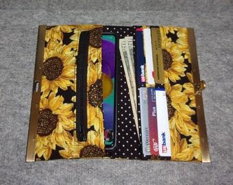 Woman's Wallet - Sunflowers - Clutch Wallet - Yellow - Metallic