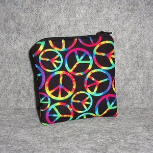 Peace signs Coin Purse Gift Card Holder Card Case Small Padded Zippered Pouch Tie Dye image 3