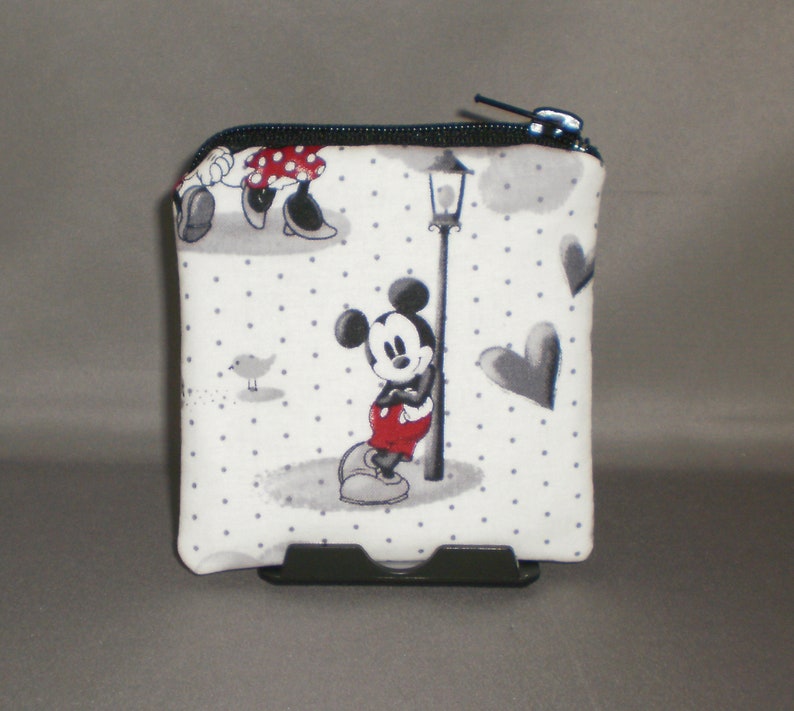 Mickey Mouse Minnie Mouse Coin Purse Gift Card Holder Card Case Small Padded Zippered Pouch Paris Disney image 2