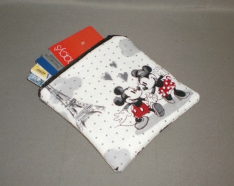 Mickey Mouse Minnie Mouse Coin Purse - Gift Card Holder - Card Case -Small Padded Zippered Pouch - Paris - Disney