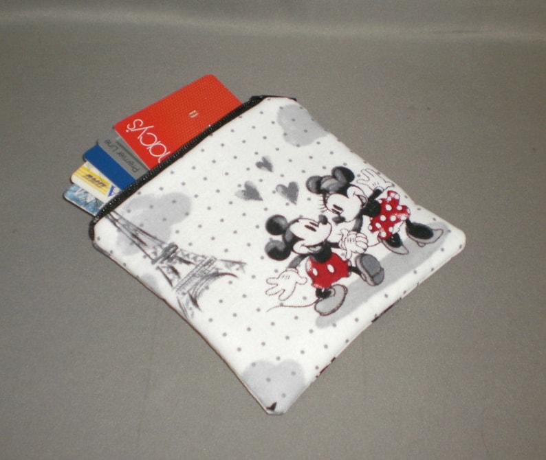 Mickey Mouse Minnie Mouse Coin Purse Gift Card Holder Card Case Small Padded Zippered Pouch Paris Disney image 1