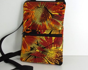 Sunburst Cross-body Bag - Smart Phone Purse - Passport Purse - Yellow - Orange