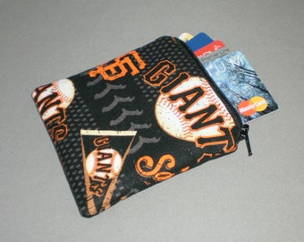 SF Giants - Baseball - Coin Purse - Gift Card Holder - Card Case - Small Padded Zippered Pouch - Mini Wallet - San Francisco Giants