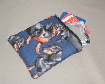 Dachshund - Coin Purse - Gift Card Holder - Card Case -Small Padded Zippered Pouch - Mini Wallet - Dogs - Doxie