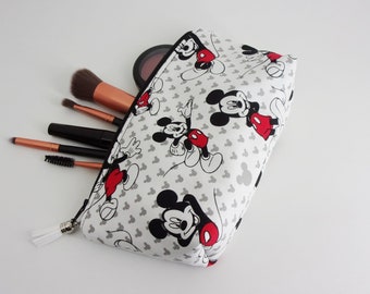 Mickey Mouse Cosmetic Bag - Makeup Bag - Large Zipper Pouch -