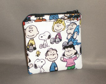 Snoopy -Peanuts Gang - Coin Purse - Card Case - Small Zipper Pouch - Charlie Brown, Woodstock, Lucy, Schroeder, Peppermint Patty, Pig-Pen