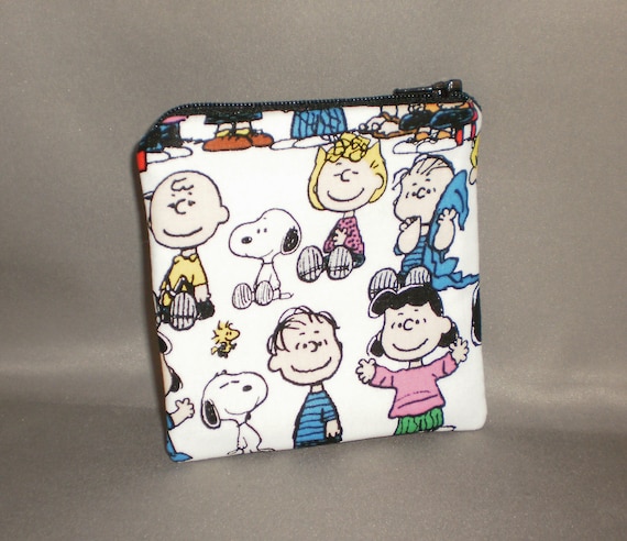 Peanuts Snoopy Woodstock handmade zipper fabric coin change purse card holder