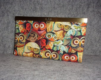 Woman's Wallet - Owls - Clutch Wallet - Gold - Metallic