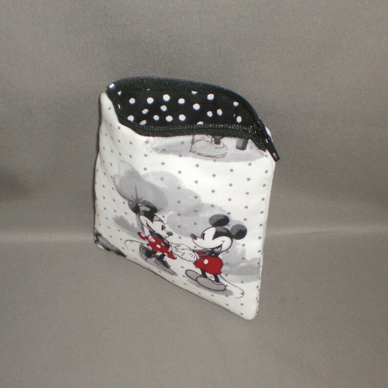 Mickey Mouse Minnie Mouse Coin Purse Gift Card Holder Card Case Small Padded Zippered Pouch Paris Disney image 6
