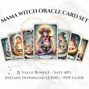 Mama Witch Orakel Karten-Set - 12er Printable Deck für Momtarot, Magical Gift & Daily Reflection, einzigartiges Orakel Deck, digital download