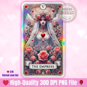 Die Kaiserin Tarot-Karte - Valentinstag Exklusiv - Ewige Liebe Set PNG-Datei, inspirierte Tarotkarten, sofortiger digitaler Download, lieblich
