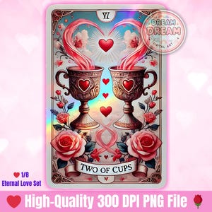 Carta de Tarô Dois de Copas PNG, Conjunto de Amor Eterno, formiga dos namorados, download digital instantâneo, baralhos de cartas de tarô exclusivos, cartas de tarô inspiradas