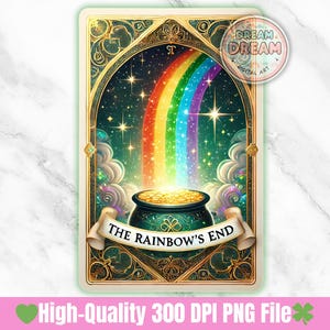 The Rainbow’s End Tarot PNG, Baralho Holográfico do Dia de São Patrício, download digital instantâneo, decorador irlandês, cartas de tarô inspiradas