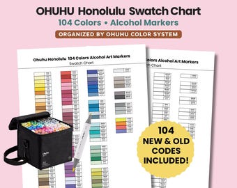 Tabla de muestras Ohuhu Honolulu: 104 colores / Códigos nuevos y antiguos (PDF)