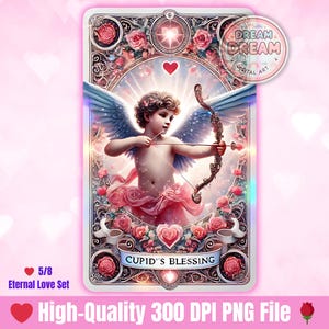 Carta de Tarô Cupido Bênção PNG - Baralho Holográfico de São Valentim, download digital instantâneo, baralhos de cartas de tarô exclusivos, cartas de tarô inspiradas