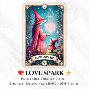 Carta de Oráculo LOVE SPARK / Afirmación imprimible / Arte digital espiritual / Regalo de amor propio / Imprimible para el Día de la Madre / Regalo para mamá