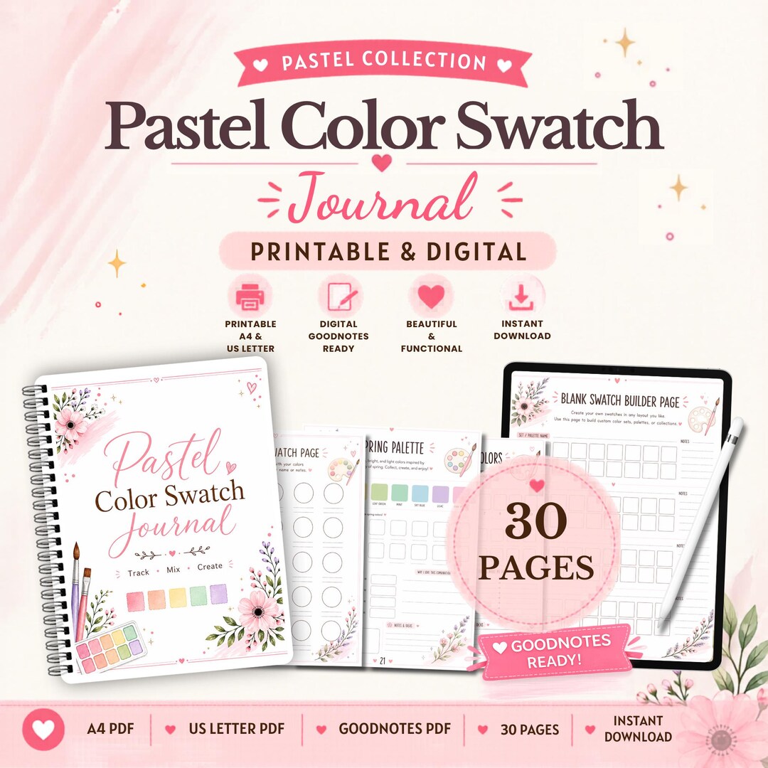 Journal Figure Color Pastel Color Swatch Journal | Artist Paint Log & Mixing Pages ...