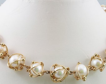 Pearl and gold fill necklace