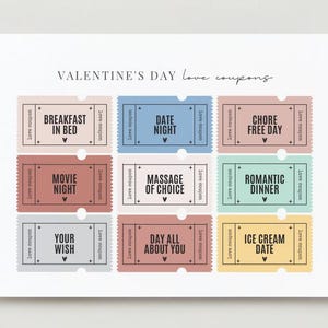 Unique 9 coupons Valentine's Day Card Printable | Affordable 7x5 Digital Download | DIY Love Card