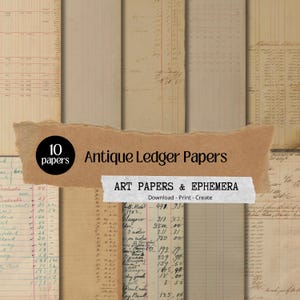 10 vintage boekhoudpapieren | Antieke Lodger-papieren | Vintage papieren