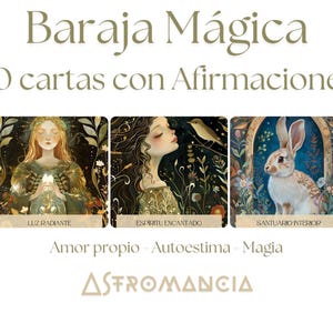 Baraja de 50 cartas de autoestima y amor propio con afirmaciones. Descarga digital.