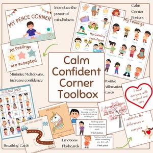 Calm Corner-kit voor kinderen | Afdrukbare gevoelens en coping-vaardigheden voor peuters | Sociaal-emotionele leeractiviteit | Calm Corner-afdrukbare pdf