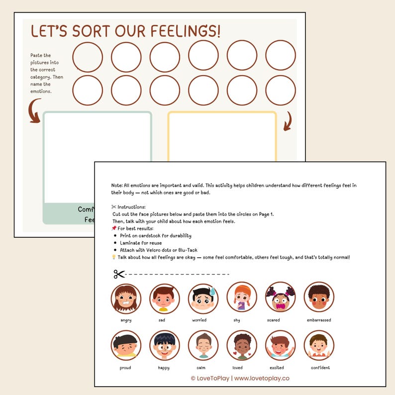 Interactive Emotions Sorting Activity for Kids | Feelings Printable ...