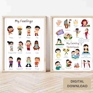 Feelings Poster, Calming Techniques, Calming Corner, Emotions Chart, Classroom Decor, Montessori Homeschool Decor, Feelings Print, Printable