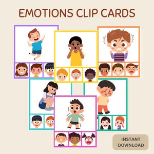 Clipkaarten voor emoties | Sociaal-emotionele leeractiviteit voor kleuters en peuters | Spel Montessori-gevoelens | Afdrukbare activiteit voor kinderen