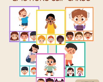 Emotions Clip Cards | Social Emotional Learning Activity for Preschool & Toddlers | Montessori Feelings Game | Printable Activity for Kids