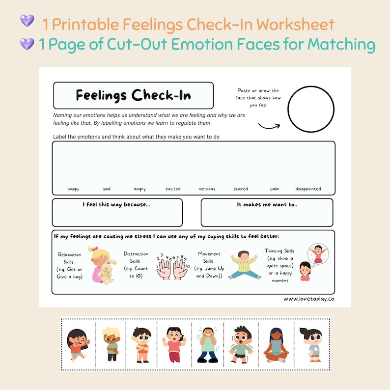 Feelings Check-in Worksheet for Kids: Emotional Regulation (PDF) - Etsy