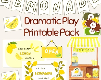 Lemonade Stand Dramatic Play Printable Kit | Summer Activity | Preschool Sensory Play | Elementary School | Teacher Printable | Pretend Play