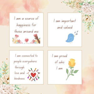 Children Affirmation Cards PDF | Mindfulness & Social Skills Activities | Lunch Box Notes for Kids | Montessori Calm Corner Tools