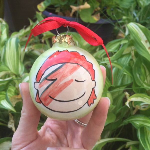 david bowie tribute christmas ornament / ziggy stardust / aladdin sane / bulb ornament / glam rock / rebel rebel / ceramic ornament