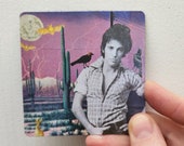 bruce springsteen collage magnet / original collage magnet / spooky art / bat collage / halloween magnet / music lover gift / the boss