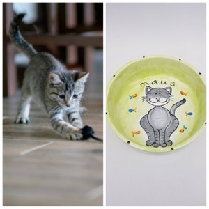 custom cat bowl / ceramic pet dish / cat gift / new kitten gift / pet portrait / cat mom cat dad / fur child / cat food bowl / water bowl