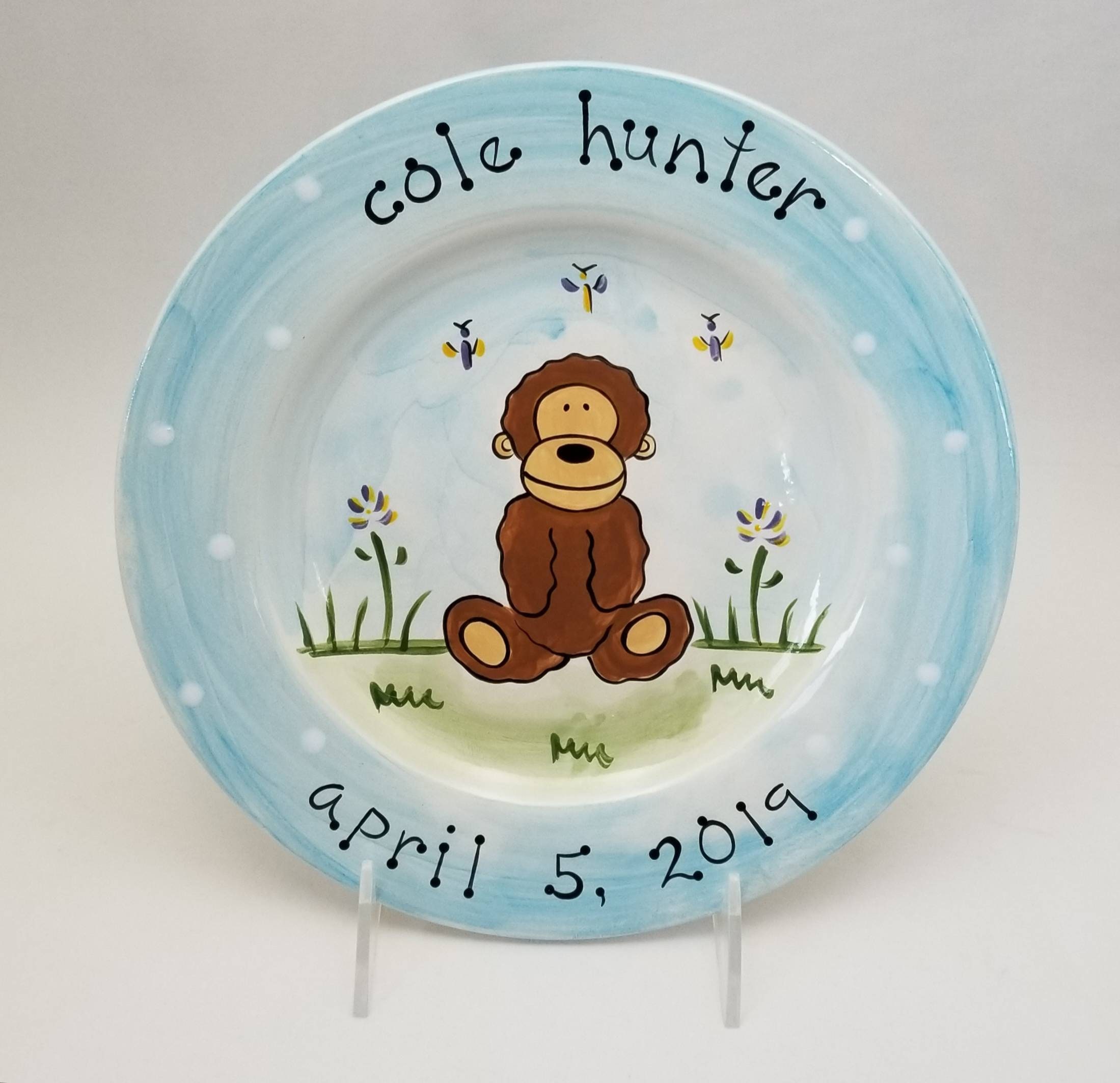 Personalized Baby Plate / Custom Birth Gift / Hand Painted Etsy Singapore