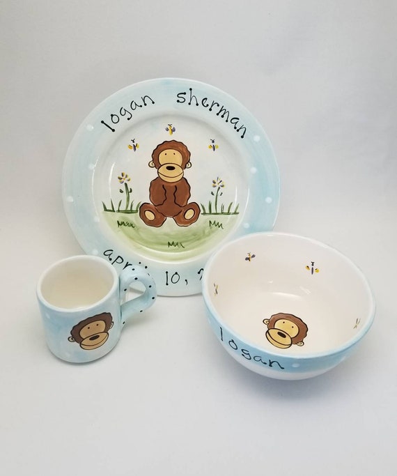 personalized baby plate set
