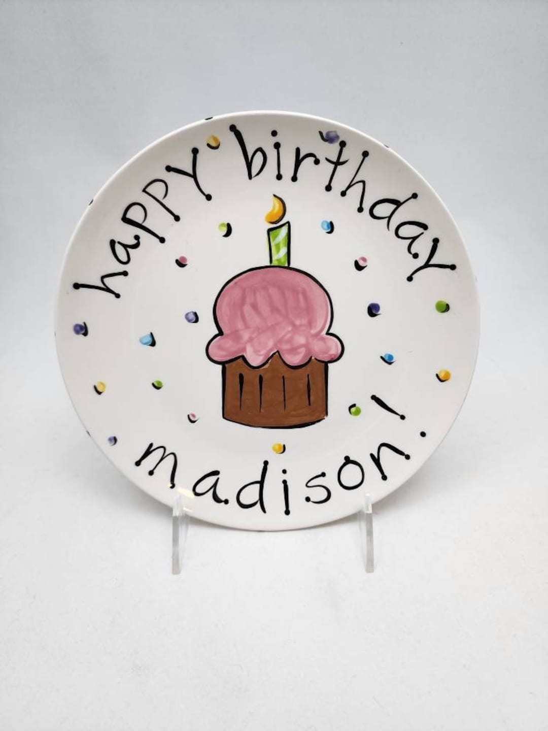Cupcake Birthday Plate / Happy Birthday Plate / Birthday Cake Plate